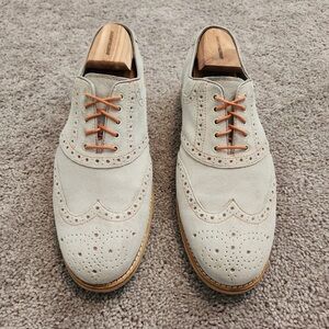 J&M White & Orange Suede Wingtip Men’s Dress Shoes size 10.5M